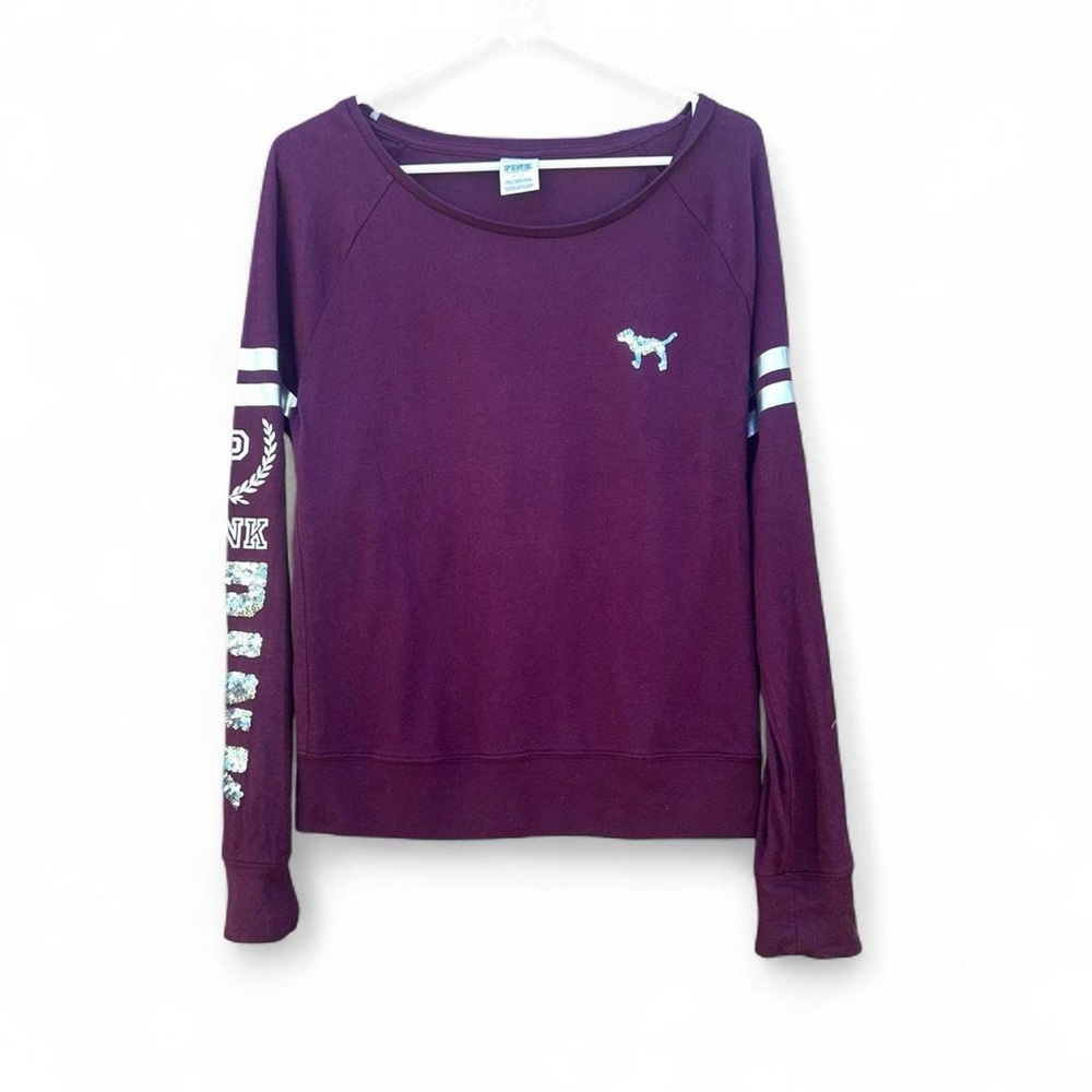 Y2K Burgundy/Purple Victoria's Secret PINK Long sleeve with sequins size S
